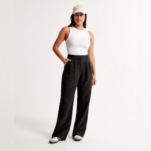 A&F Sloane High Rise Tailored Wide Leg Pants Black